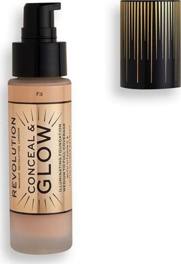Makeup Revolution Conceal & Glow Foundation, Υγρό Foundation για Γυναίκες, Απόχρωση F3, 23ml