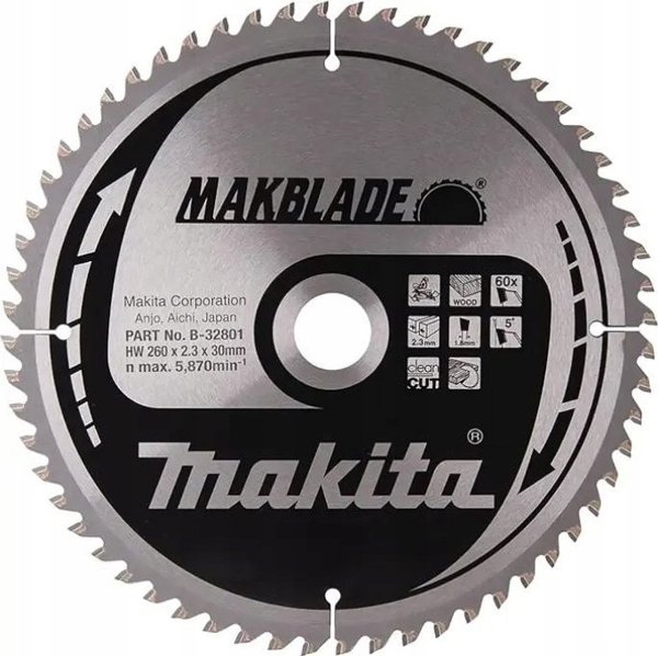 Makita MAKITA ΔΙΣΚΟΠΡΙΟΝΟ 260x30x60z MAKBLADE ΞΥΛΟ