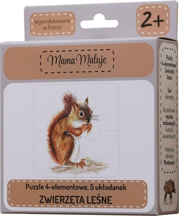 Παζλ 4 στοιχείων Ζώα του δάσους Mama Maluje