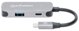 Manhattan USB-C 3-in-1 Μετατροπέας, HDMI 4K, USB-A 3.2, USB-C PD 100W, Αλουμίνιο Γκρι