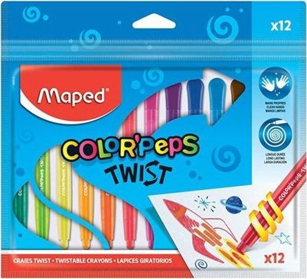 Maped Κηρομπογιές Twist περιστρεφόμενες 12 χρώματα MAPED