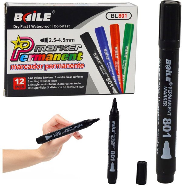 Marker Permanentny Wodoodporny Czarny 2,5-4,5 mm