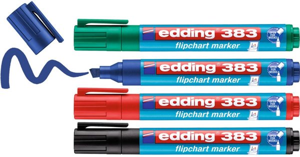 Edding Μαρκαδόροι για Πίνακες Flipchart e-383, 1-5 mm, 4 Τεμάχια, Ανάμεικτα Χρώματα