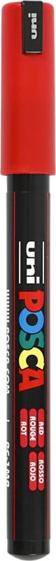 Μαρκαδόρος UNI-BALL Posca PC-1M, Μύτη 0,7 mm, Κόκκινο Χρώμα