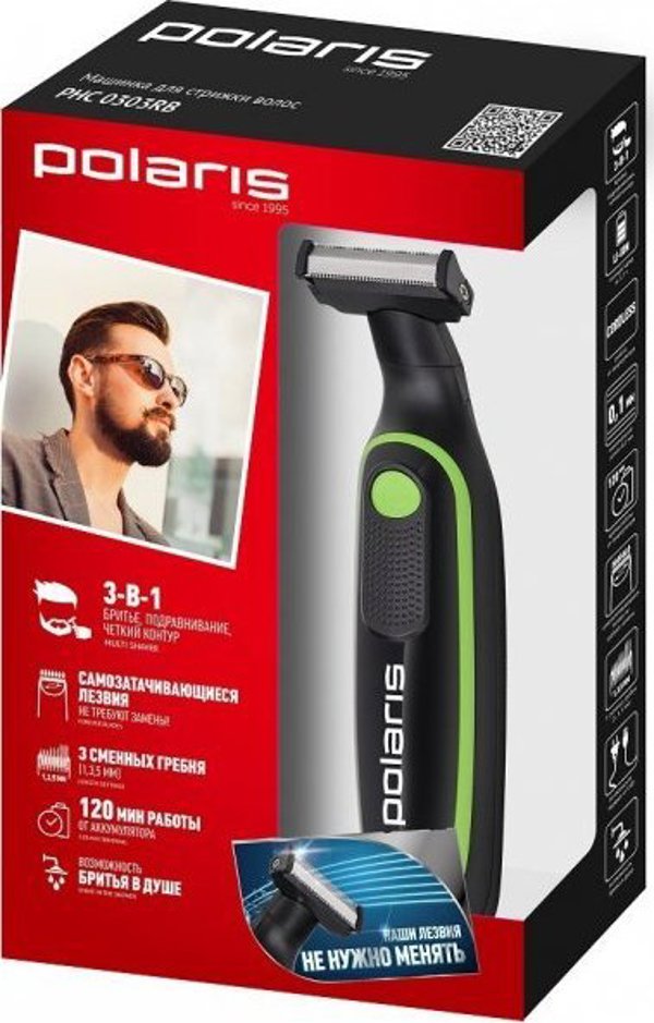 Κουρευτική μηχανή Polaris Kirpimo mašinėlė Polaris PHC 0303RB juodas-lime