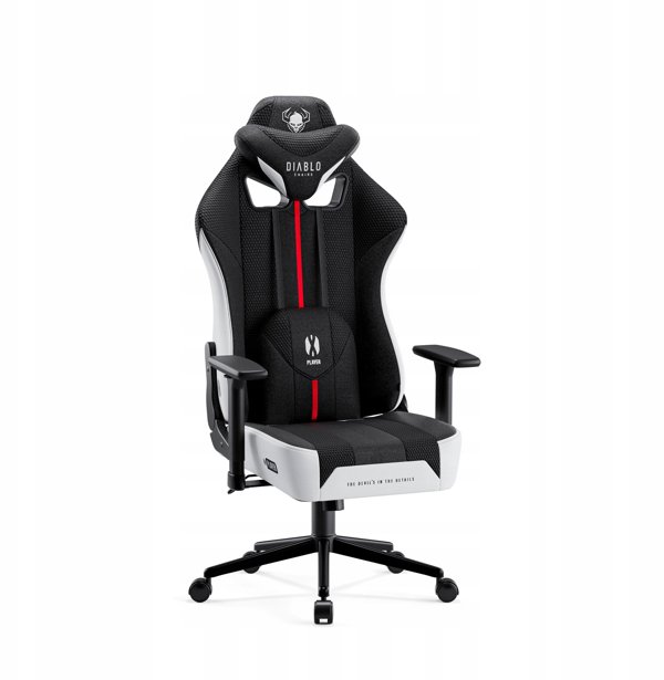 Materialowy Fotel Diablo X-Player 2.0 Small: Bialo-czarny