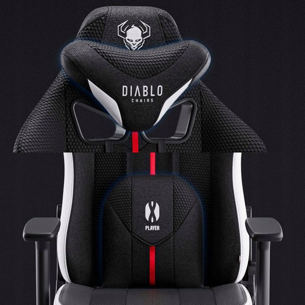 Materialowy Fotel Diablo X-Player 2.0 Small: Bialo-czarny