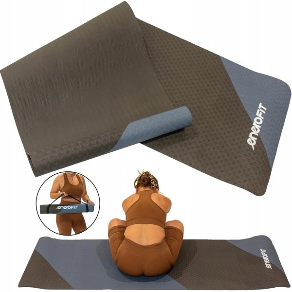 Enero Fit Αντιολισθητικό Στρώμα Γυμναστικής TPE, για Yoga & Pilates, Μαύρο-Μπλε