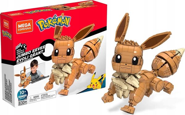 Mattel Pokémon Jumbo Eevee (GMD34) - Παιχνίδι Κατασκευής με 845 Τούβλα, 30cm