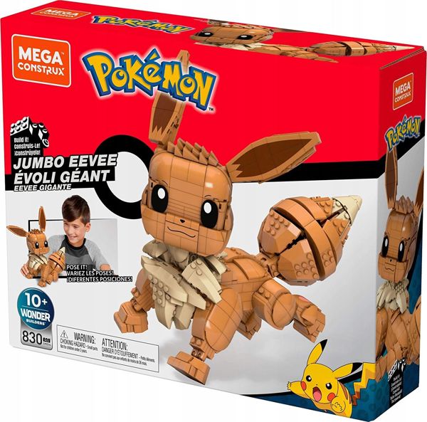 Mattel Pokémon Jumbo Eevee (GMD34) - Παιχνίδι Κατασκευής με 845 Τούβλα, 30cm
