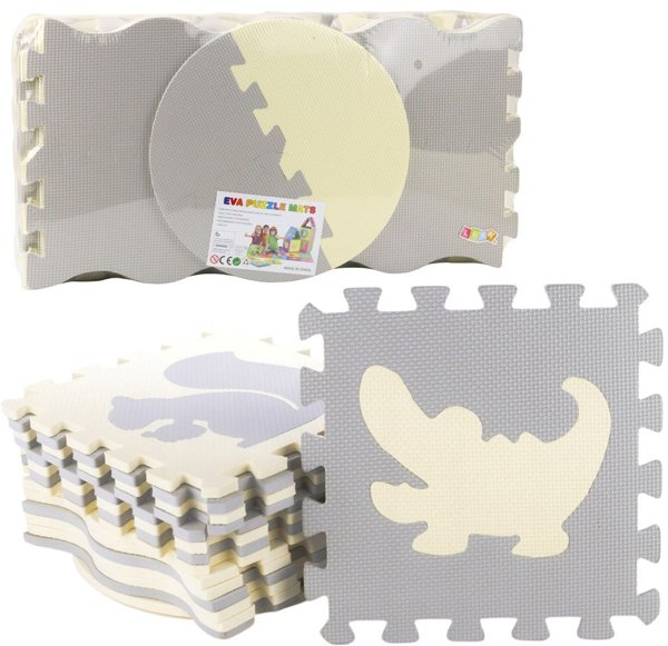 LeanToys Εκπαιδευτικό Πατάκι Παζλ EVA 25 Τεμαχίων, Μαλακό Αφρώδες Χαλί Παιχνιδιού, Μπεζ-Γκρι