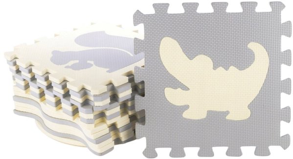 LeanToys Εκπαιδευτικό Πατάκι Παζλ EVA 25 Τεμαχίων, Μαλακό Αφρώδες Χαλί Παιχνιδιού, Μπεζ-Γκρι
