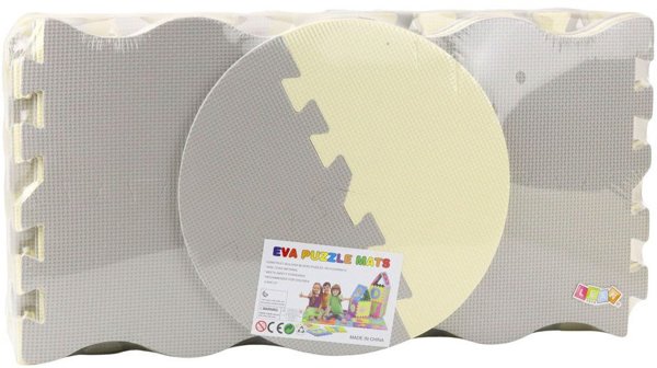 LeanToys Εκπαιδευτικό Πατάκι Παζλ EVA 25 Τεμαχίων, Μαλακό Αφρώδες Χαλί Παιχνιδιού, Μπεζ-Γκρι