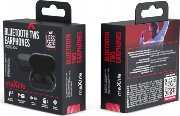 Ακουστικά Maxlife Maxlife ακουστικά Bluetooth MXBE-04 TWS μαύρα ενδοκαναλικά