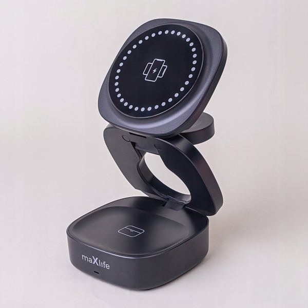 Maxlife MXWC-06 magnetic wireless charger 15W black 3in1 5907457780156