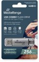 MediaRange MR939-1 USB Flash Μνήμη 256 GB USB Type-A / USB Type-C 3.2 Gen 1, Ασημί