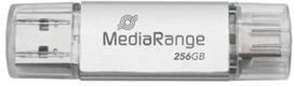 MediaRange MR939-1 USB Flash Μνήμη 256 GB USB Type-A / USB Type-C 3.2 Gen 1, Ασημί