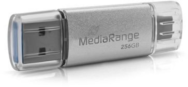 MediaRange MR939-1 USB Flash Μνήμη 256 GB USB Type-A / USB Type-C 3.2 Gen 1, Ασημί