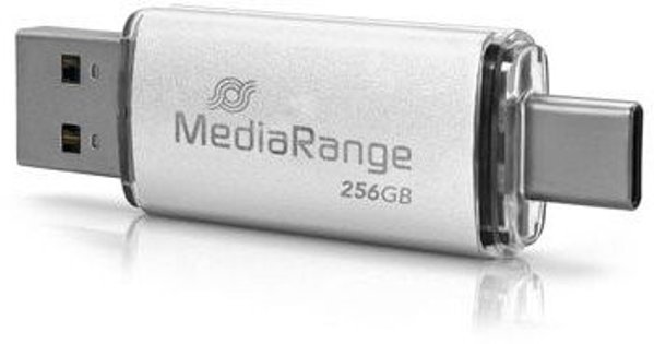 MediaRange MR939-1 USB Flash Μνήμη 256 GB USB Type-A / USB Type-C 3.2 Gen 1, Ασημί
