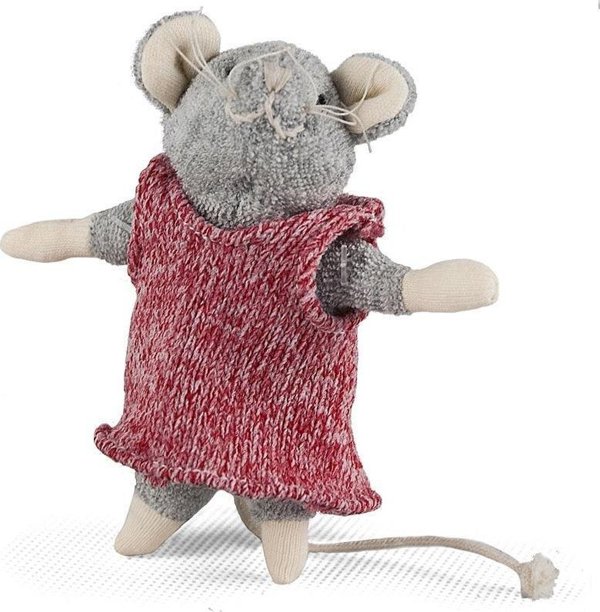 Media Rodzina Λούτρινο Mouse House Julia 12εκ., Κόκκινο Πλεκτό Φόρεμα