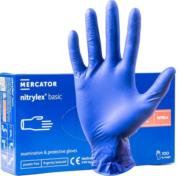 Γάντια νιτριλίου μπλε Mercator nitrylex basic μέγεθος l 100 τεμ.