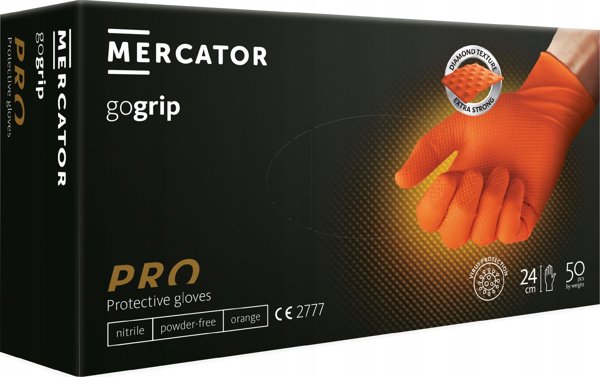 Γάντια νιτριλίου Mercator gogrip πορτοκαλί XXL 50τμχ