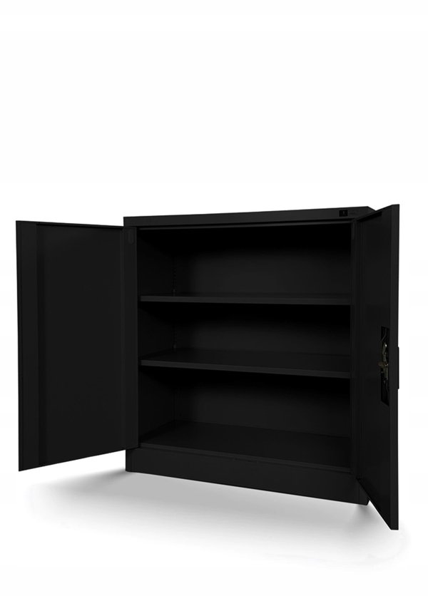 Metalowa szafka z drzwiami BEATA, 900 x 930 x 400 mm, czarna