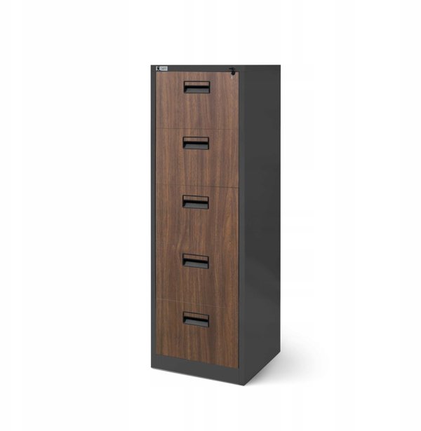 Metalowa szafa kartotekowa SARA V5, 460 x 1630 x 620 mm, Eco Design: antracytowa/ orzech