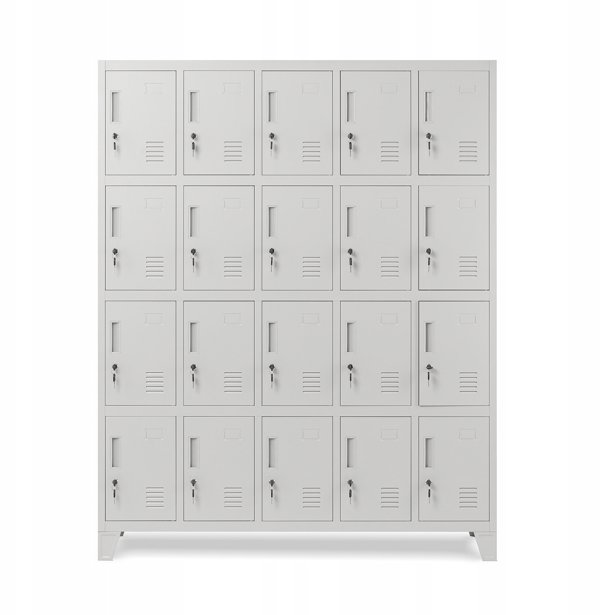 Metalowa szafa socjalna BHP skrytkowa ROBERT, 1360 x 1720 x 450 mm, szara