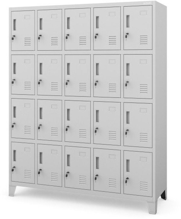 Metalowa szafa socjalna BHP skrytkowa ROBERT, 1360 x 1720 x 450 mm, szara