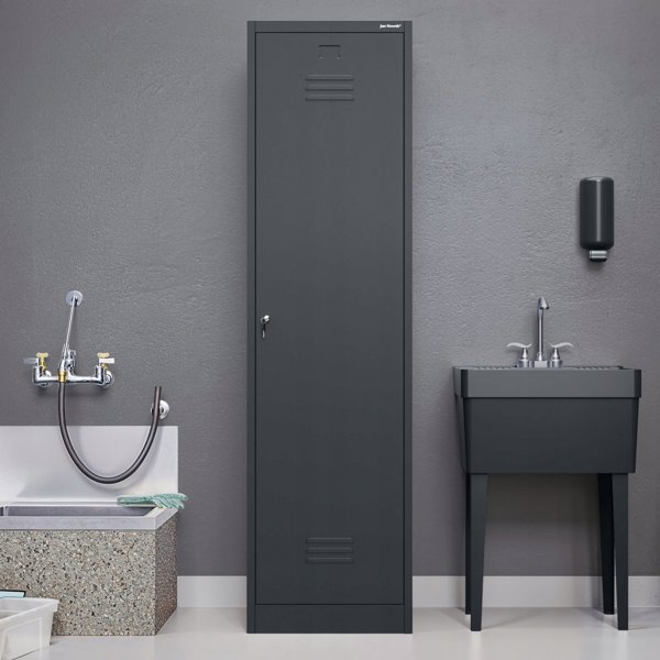Metalowa szafa gospodarcza AGNES, 500 x 1850 x 500 mm, antracyt