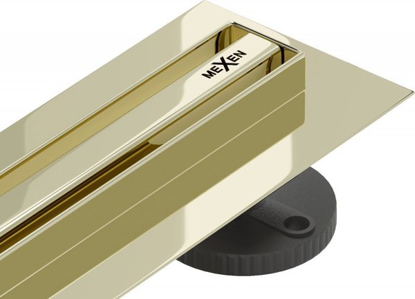 Mexen Flat 360 Slim γραμμική περιστρεφόμενη αποχέτευση 130 cm, χρυσή - μοντέλο 1541130