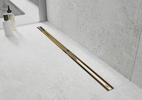 Mexen Flat 360 Slim γραμμική περιστρεφόμενη αποχέτευση 130 cm, χρυσή - μοντέλο 1541130