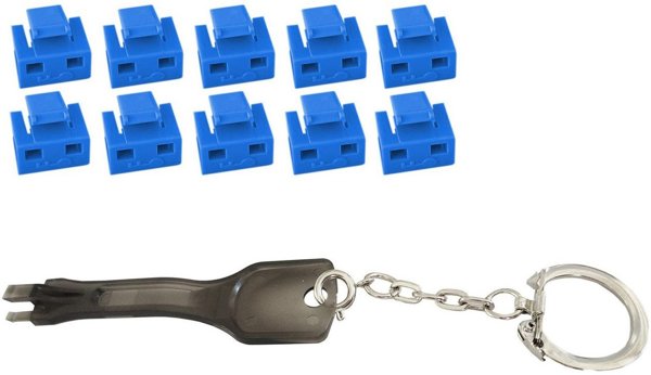 MicroConnect Αποκλειστής Θυρών RJ-45, MC-RJ45PORTBLOCK-B, Κλειδαριά Ασφαλείας Δικτύου, Μαύρο/Μπλε, 10 Τεμάχια