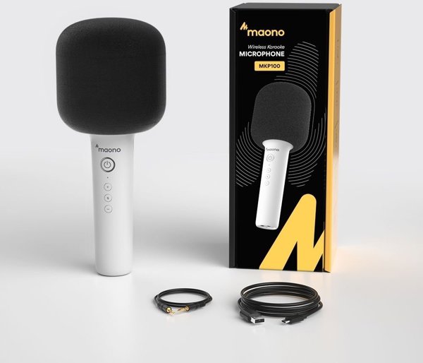 Μικρόφωνο Maono Karaoke Bluetooth 20m με Ηχείο MAONO MKP100 8 Εφέ Λευκό