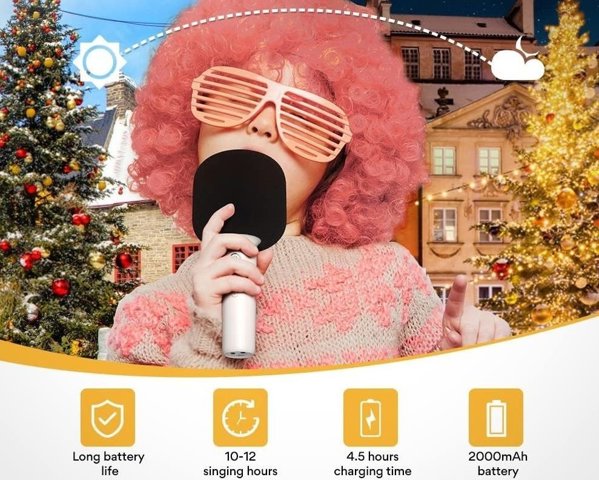 Μικρόφωνο Maono Karaoke Bluetooth 20m με Ηχείο MAONO MKP100 8 Εφέ Λευκό