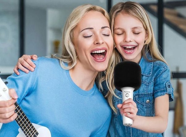 Μικρόφωνο Maono Karaoke Bluetooth 20m με Ηχείο MAONO MKP100 8 Εφέ Λευκό