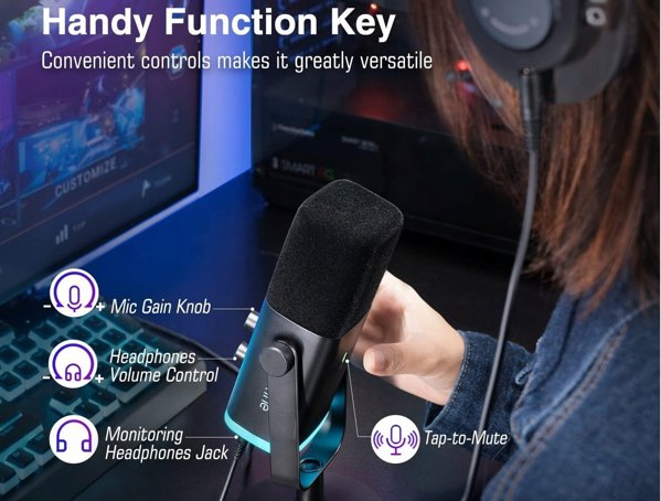 Δυναμικό στούντιο μικρόφωνο Fifine AM8 AMPLIGAME USB/XLR RGB gaming PnP