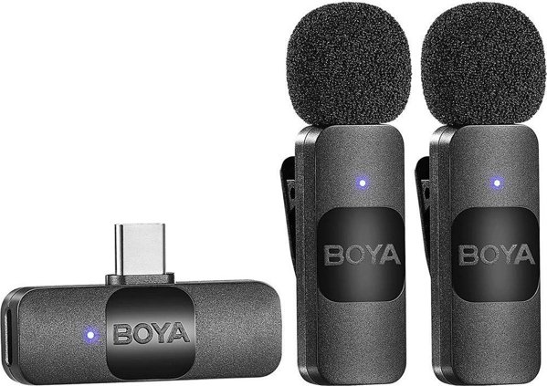 Boya BY-V20 2.0 Υπερ-συμπαγές ασύρματο μικρόφωνο 2.4GHz για συσκευές Type-C - 2TX+1RX