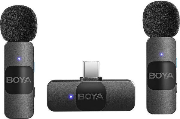 Boya BY-V20 2.0 Υπερ-συμπαγές ασύρματο μικρόφωνο 2.4GHz για συσκευές Type-C - 2TX+1RX