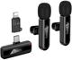 Ασύρματο Διπλό Μικρόφωνο Lightning / USB C Hoco L20A Μαύρο