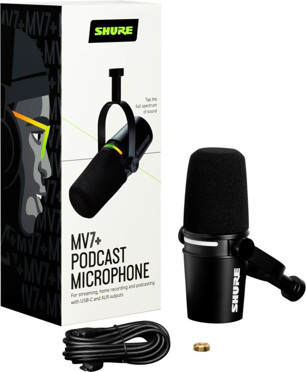 Μικρόφωνο Shure Shure MV7+-K - Μικρόφωνο ομιλητή/φωνητικό με σύνδεση XLR/USB-C Μαύρο
