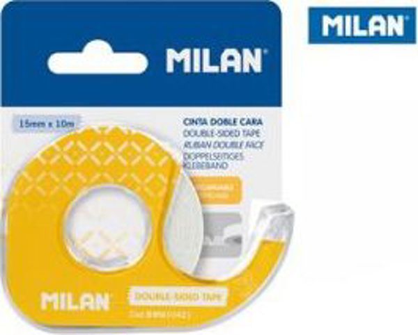 Milan Ταινία Διπλής Όψης 15mm x 10m με Διανομέα και Μεταλλική Λεπίδα