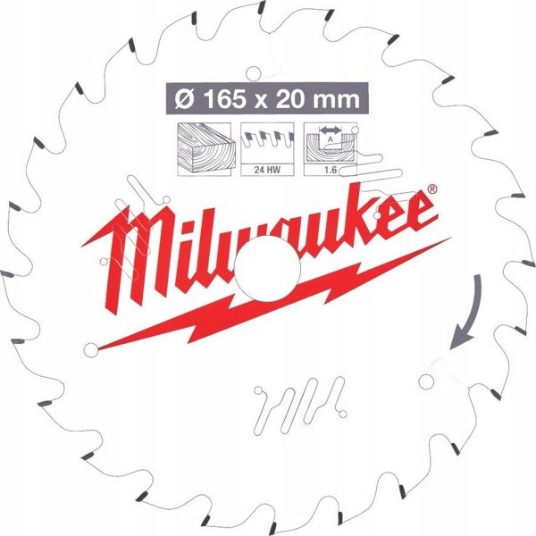 MILWAUKEE ΔΙΣΚΟΠΡΙΟΝΟ 165x20x2.2x48z ΞΥΛΟ - ΚΑΘΑΡΗ ΚΟΠΗ CSB P W