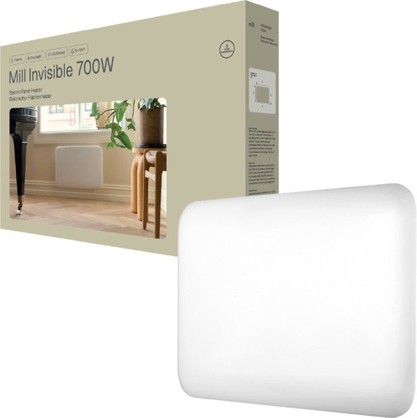 Mill IB700DN | Panel Heater | 700 W | Suitable for rooms up to 9-12 m² | White | Invisible Heater | IPX4