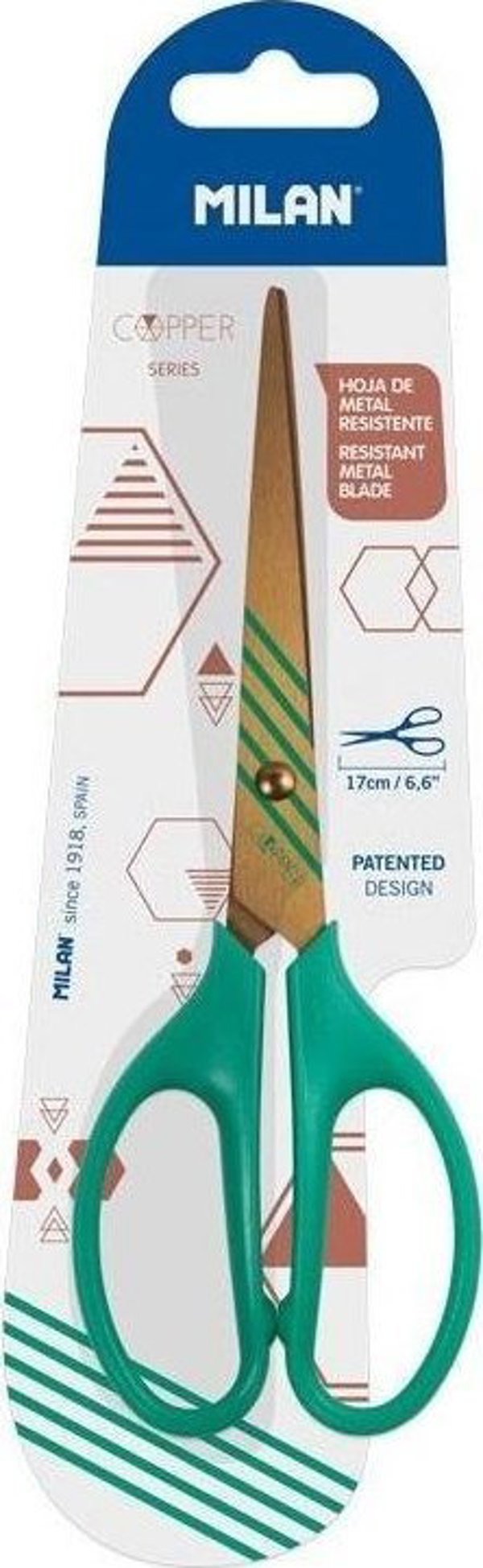 Ψαλίδι Milan Copper 17cm Πράσινο - Χάλκινο Ψαλίδι Γραφικής Ύλης