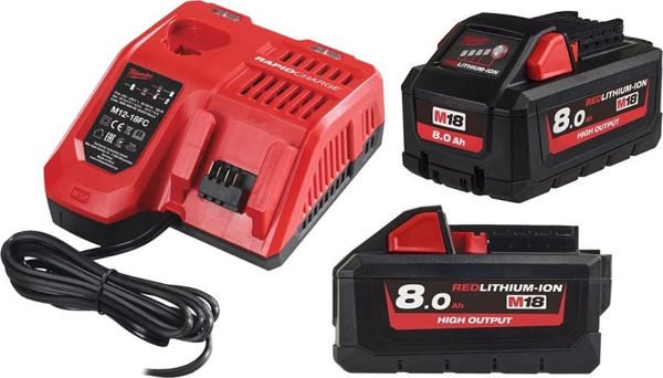 Πακέτο μπαταριών Milwaukee 8 Ah με φορτιστή Milwaukee NRG M18 HNRG-802 8806481 4058546287016
