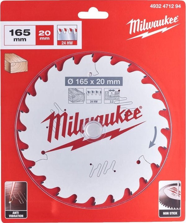 Milwaukee MILWAUKEE CIRCULAR SAW 165x20x2.2x24z WOOD - FAST CUTTING CSB P W