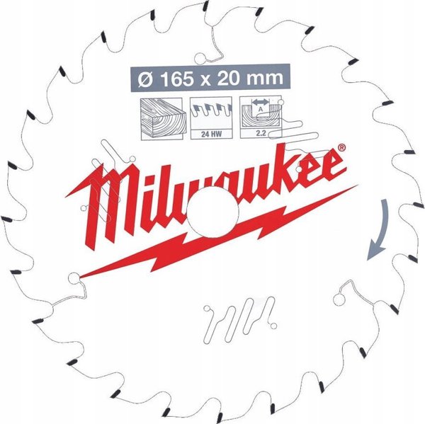 Milwaukee MILWAUKEE CIRCULAR SAW 165x20x2.2x24z WOOD - FAST CUTTING CSB P W