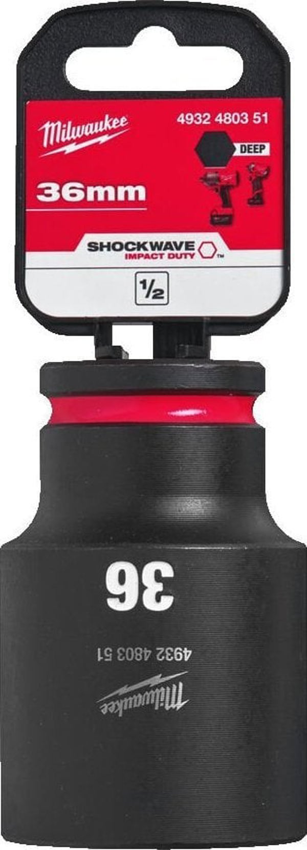 Μακριά καρυδάκι κρούσης 1/2 ιντσών 36 mm MILWAUKEE